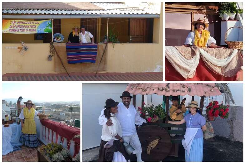 Vecinos celebrando San Isidro Labrador en las azoteas de sus casas (Foto TA)